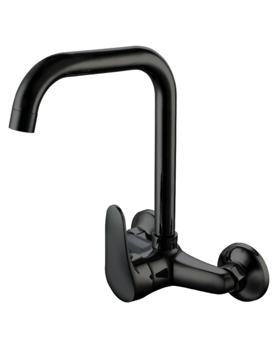 Black Swivel Spout Sink Mixer Wall Mount